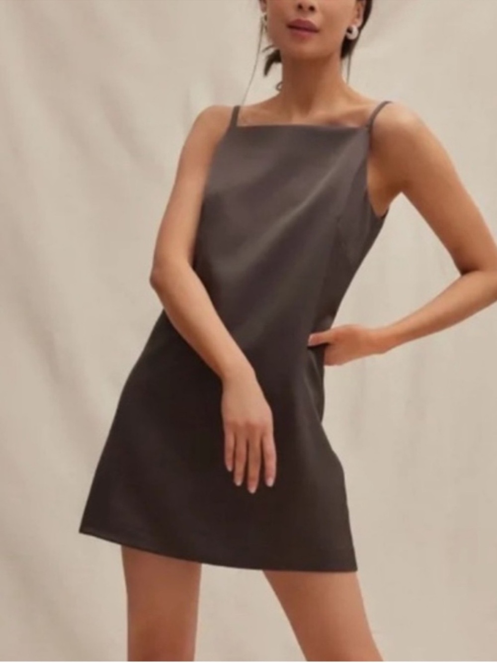 Tuckernuck Chocolate Brown Satin Lara Mini Dress Size 6 NWT